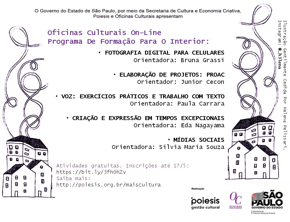 Prefeitura oferece atividades on-line para alunos das Oficinas Culturais