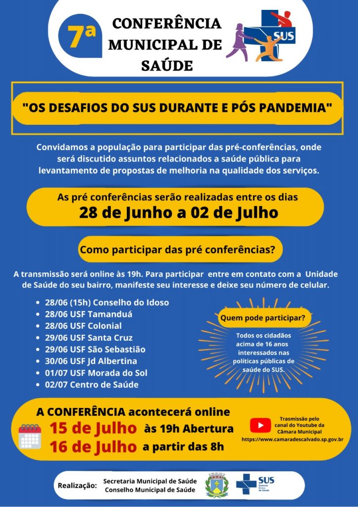 Secretaria de Saúde convida população para participar das pré-conferências da 7ª Conferência Municipal de Saúde