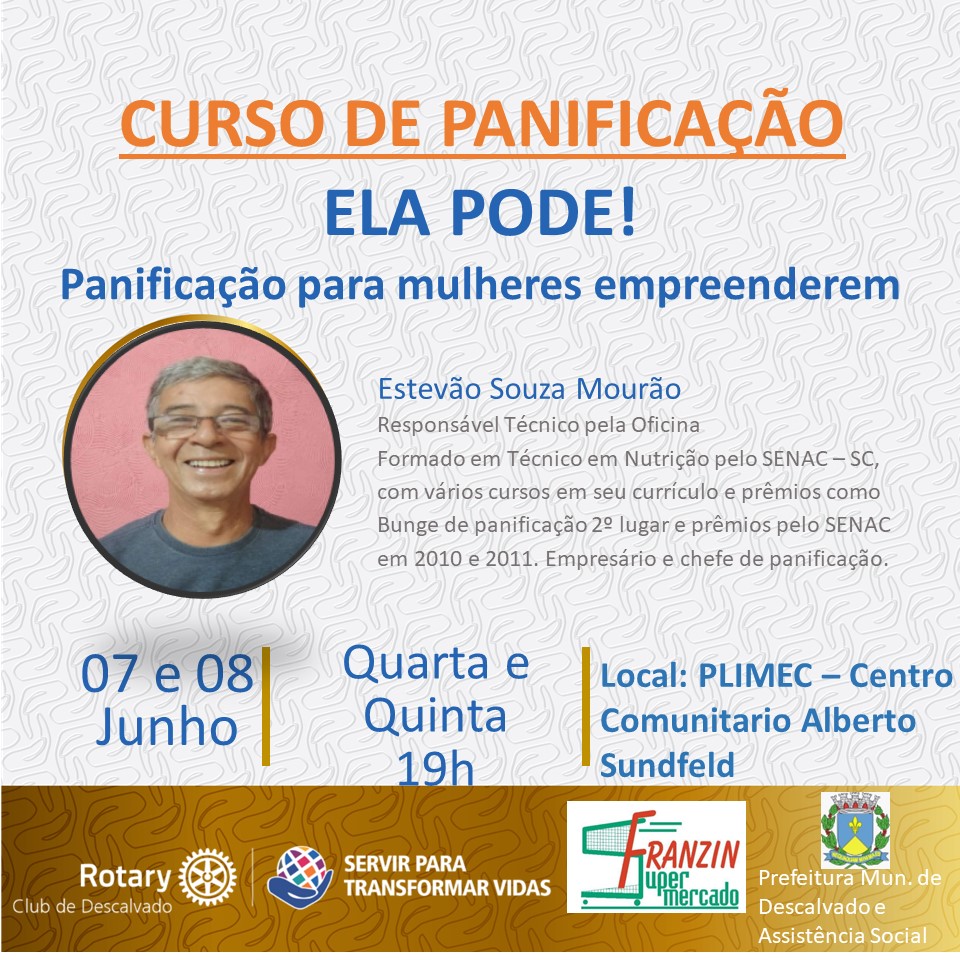Parceria entre Prefeitura Municipal e Rotary Club prossegue com a oferta de curso de panificação para mulheres empreendedoras