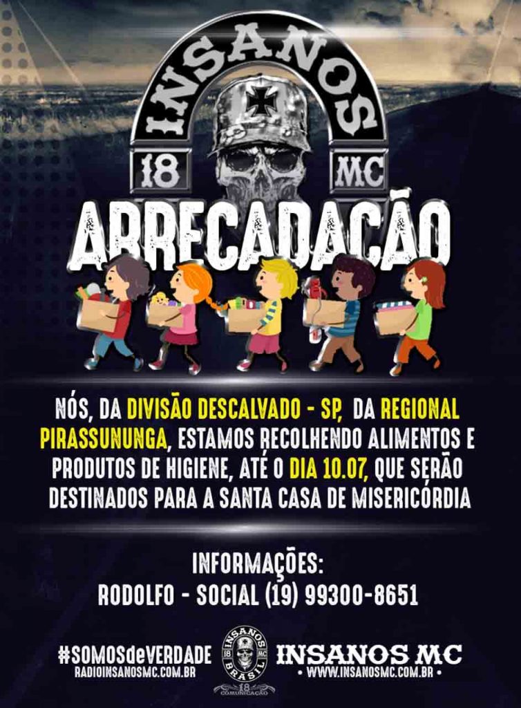 Parceria entre ‘Insanos Moto Clube’ e Fundo Social de Solidariedade promove ação em prol da Santa Casa de Descalvado