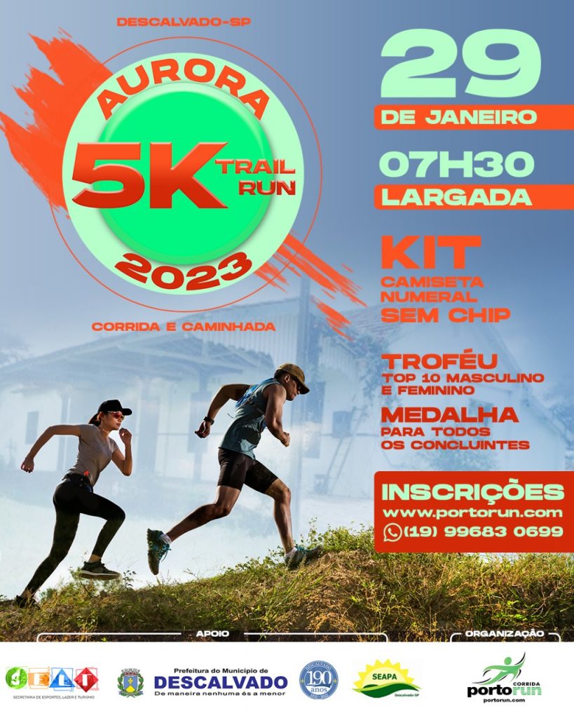 Dia 29 de janeiro acontece a 1ª Edição da Corrida e Caminhada Aurora Trail Run 5k