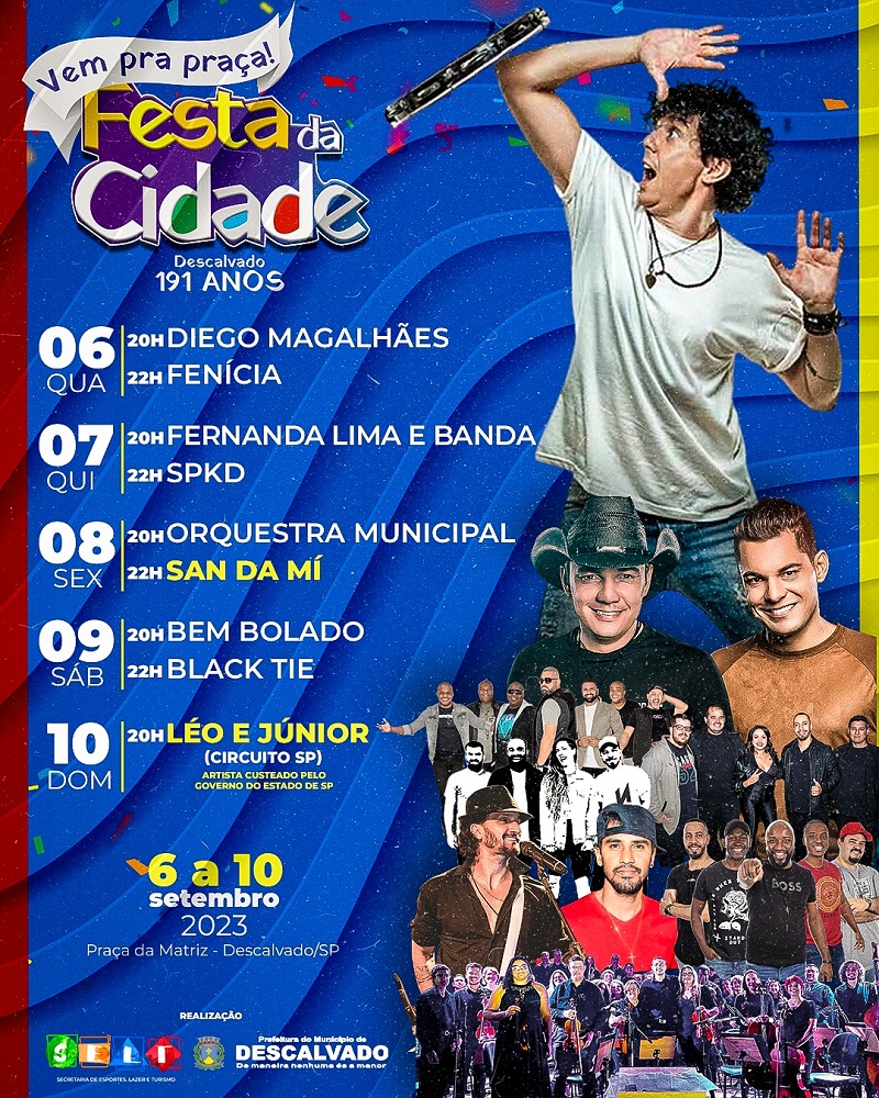 Aniversário de Descalvado traz cinco dias de shows ao vivo e nove apresentações