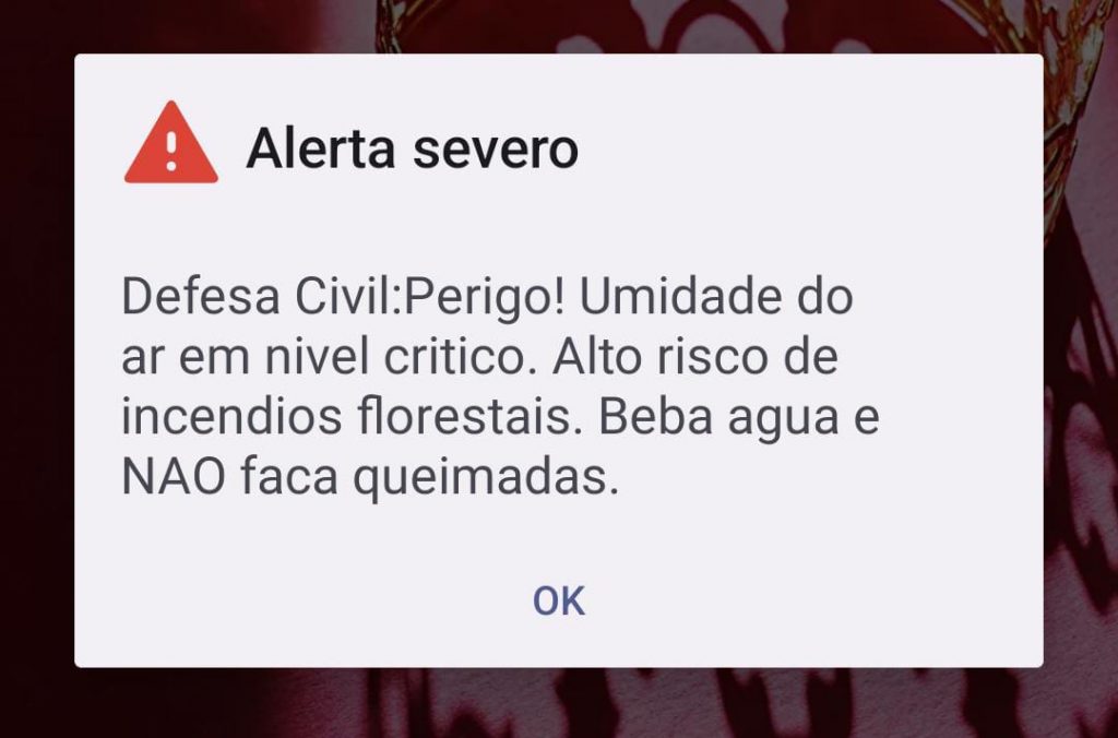 Defesa Civil emite alerta de umidade crítica em Descalvado
