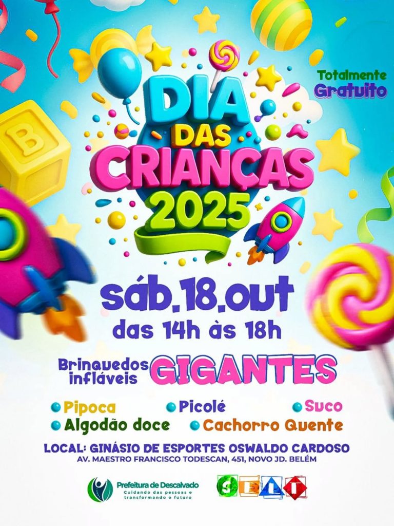 Descalvado se prepara para celebrar o Dia das Crianças com tarde de diversão gratuita