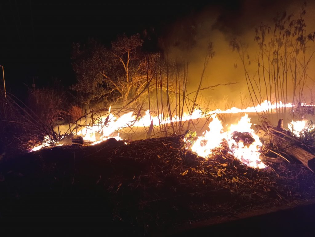 Incêndio de grandes proporções atinge a estrada municipal DCV-040