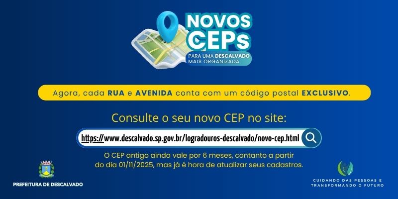 Atualização dos Códigos de Endereçamento Postal (CEPs) de Descalvado