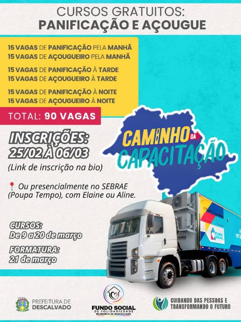 Descalvado recebe o Projeto Caminho da Capacitação com 90 vagas gratuitas para transformar o seu futuro!