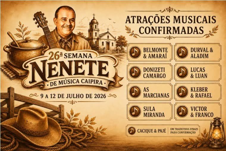 Sula Miranda, As Marcianas e Belmonte & Amaraí: Semana Nenete 2026 anuncia primeiras atrações em Pirassununga
